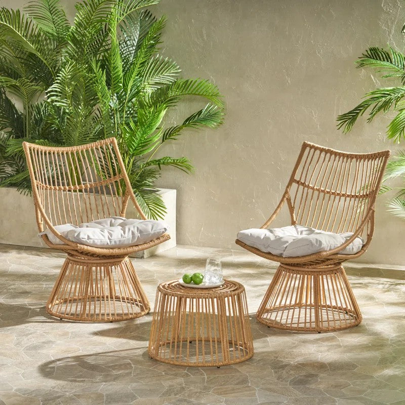 English Elm Christopher Knight Home® - Elaine Outdoor Chair & Side Table Set - Elegant, Weather-Resistant Design For Cozy Spaces 71841.00_71842.00LBGE
