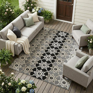 8x10 Floral Medallion Polyester Area Rug Stain Resistant Indoor Outdoor Patio