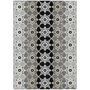 HomeRoots 8x10 Floral Medallion Polyester Area Rug Stain Resistant Indoor Outdoor Patio 740407