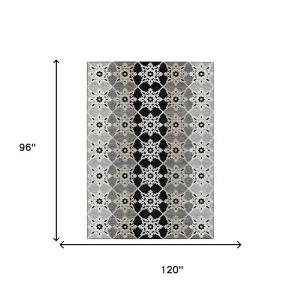 8x10 Floral Medallion Polyester Area Rug Stain Resistant Indoor Outdoor Patio