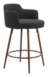 Kono Swivel Counter Stool - Set of 2 Black & Walnut 110375 Zuo Modern