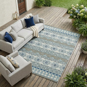 8x10 Striped Polyester Area Rug Stain Resistant Washable for Patio or Living Room