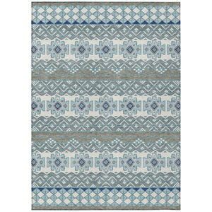 HomeRoots 8x10 Striped Polyester Area Rug Stain Resistant Washable for Patio or Living Room 740461