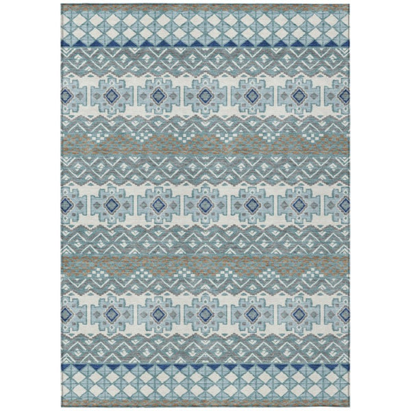 HomeRoots 8x10 Striped Polyester Area Rug Stain Resistant Washable for Patio or Living Room 740461