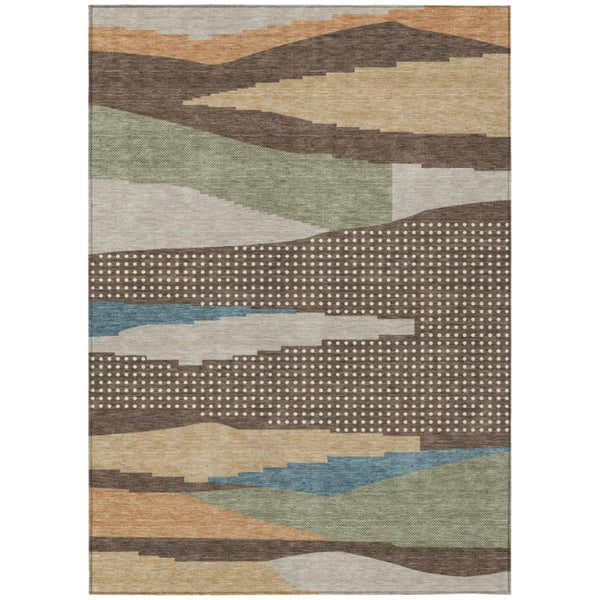 HomeRoots 10 X 14 Abstract Polyester Area Rug Washable Stain Resistant Indoor Outdoor 740475
