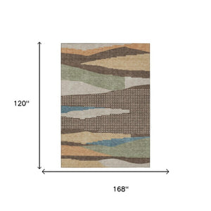 10 X 14 Abstract Polyester Area Rug Washable Stain Resistant Indoor Outdoor