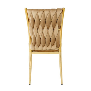English Elm Modern Velvet Dining Chairs Set of 2 with Gold Legs Curved Back Foam Cushion W210P376369