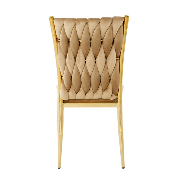 English Elm Modern Velvet Dining Chairs Set of 2 with Gold Legs Curved Back Foam Cushion W210P376369