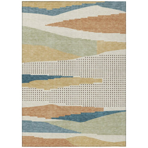 HomeRoots 5x8 Ivory Cream Abstract Polyester Area Rug Washable Stain Resistant Indoor Outdoor 740483