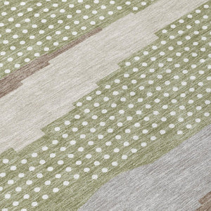 5x8 Sage Green Abstract Polyester Area Rug for Indoor Outdoor Patio Porch Use