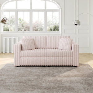 English Elm 75.6" Soft Modular 2-person Sofa with Removable Zippered Cushions for Easy Deep Cleaning and Comfort Light Pink W1767S00016