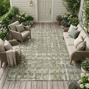 8 X 10 Geometric Polyester Area Rug for Indoor Outdoor Patios Stain Resistant