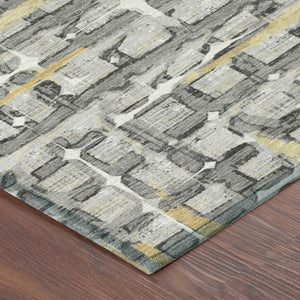 5x8 Geometric Polyester Area Rug Washable Stain Resistant Indoor Outdoor Silver Gray