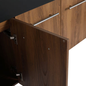 English Elm 60 Inch Wall-Mounted Bathroom Vanity With Double Black Resin Sink For Modern Elegance & Functionality W999S00251