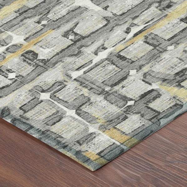 9 X 12 Silver Gray Geometric Polyester Area Rug for Indoor Outdoor Living Spaces