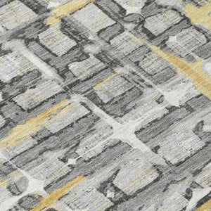 10 X 14 Silver Gray Geometric Polyester Area Rug Washable for Indoor Outdoor Use