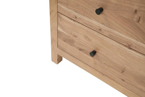 36 Inch Solid Natural Wood Five Drawer Lingerie Chest with a Live Edge Finish