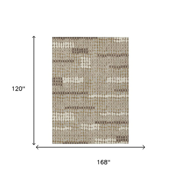 10 Ft X 14 Ft Geometric Polyester Area Rug Washable for Patio Porch or Living Room