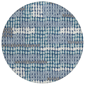 HomeRoots 8 Foot Round Geometric Polyester Rug Washable for Indoor Outdoor High Traffic Areas 740552