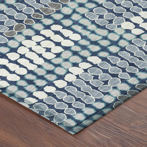8 Foot Round Geometric Polyester Rug Washable for Indoor Outdoor High Traffic Areas