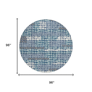 8 Foot Round Geometric Polyester Rug Washable for Indoor Outdoor High Traffic Areas