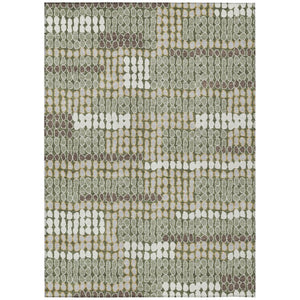 HomeRoots 10 X 14 Olive Geometric Polyester Area Rug Washable Stain Resistant Patio Porch 740561
