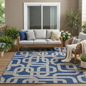 5x8 Geometric Polyester Area Rug Washable Indoor Outdoor Use for Patio or Living Room