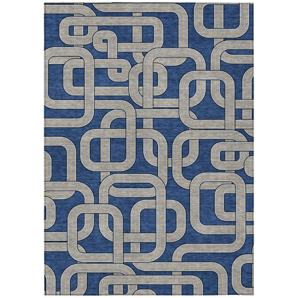 HomeRoots 5x8 Geometric Polyester Area Rug Washable Indoor Outdoor Use for Patio or Living Room 740569