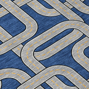 5x8 Geometric Polyester Area Rug Washable Indoor Outdoor Use for Patio or Living Room