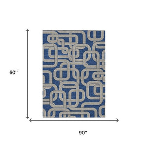 5x8 Geometric Polyester Area Rug Washable Indoor Outdoor Use for Patio or Living Room