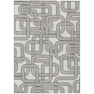 HomeRoots 9x12 Geometric Polyester Area Rug Stain Resistant for Indoor Outdoor Living 740584