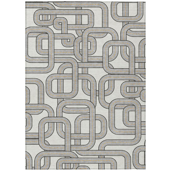 HomeRoots 9x12 Geometric Polyester Area Rug Stain Resistant for Indoor Outdoor Living 740584