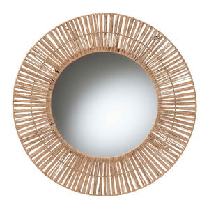 English Elm Modern Rattan Oval Wall Mirror Handcrafted Bohemian Decor for Entryways and Living Rooms B2750P420393
