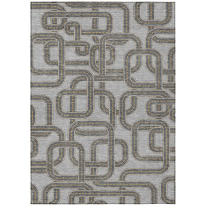 HomeRoots 5 X 8 Geometric Pewter Gray Washable Polyester Rug for Indoor Outdoor Living 740599