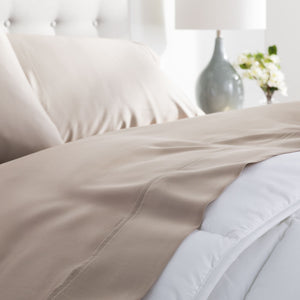 English Elm Brookside Tencel Sheet Set Split King - Silky Eco-Friendly Lyocell, Moisture-Wicking, 18" Deep Pockets Tan B350P326202