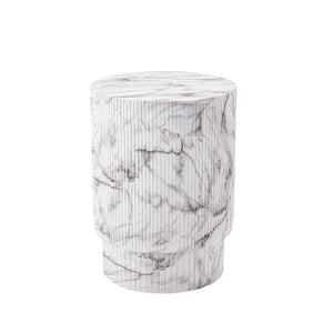 English Elm Handmade Mgo Ribbed Cylinder Side Table Black Concrete Finish Indoor Outdoor Use N772P261960M