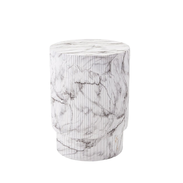 English Elm Handmade Mgo Ribbed Cylinder Side Table Black Concrete Finish Indoor Outdoor Use N772P261960M