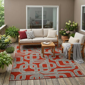 5 X 8 Geometric Polyester Indoor Outdoor Rug Stain Resistant for Patio or Living Room