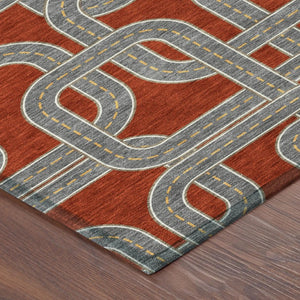 5 X 8 Geometric Polyester Indoor Outdoor Rug Stain Resistant for Patio or Living Room