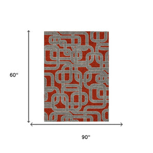 5 X 8 Geometric Polyester Indoor Outdoor Rug Stain Resistant for Patio or Living Room