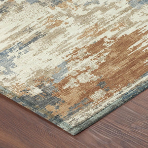 8 Foot Round Medallion Polyester Rug Washable Stain Resistant for Patio or Family Room