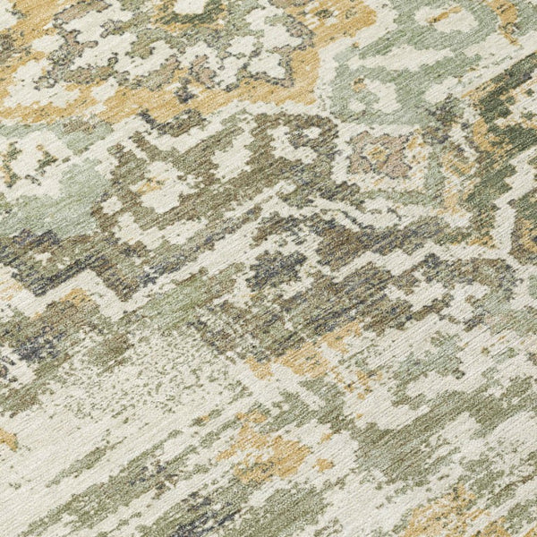 8 X 10 Sage Green Medallion Polyester Area Rug Washable Stain Resistant Patio