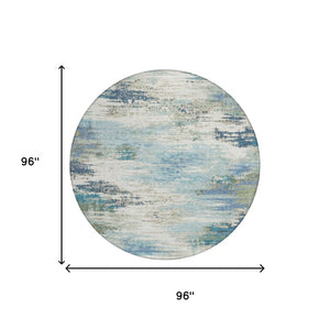 8 Ft Round Abstract Polyester Area Rug Washable Indoor Outdoor Patio or Family Room