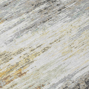 5x8 Abstract Gray Silver Polyester Area Rug Washable Stain Resistant Indoor Outdoor