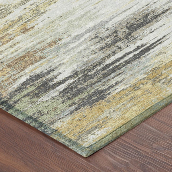 9 X 12 Gray Silver Abstract Polyester Area Rug Stain Resistant Indoor Outdoor