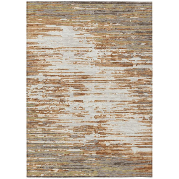 HomeRoots 10 X 14 Abstract Copper Orange Washable Polyester Rug for Indoor Outdoor Living 740657