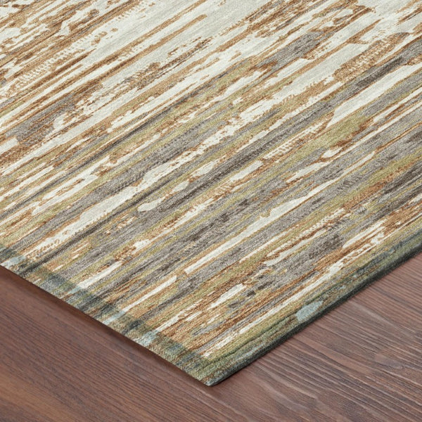 10 X 14 Abstract Copper Orange Washable Polyester Rug for Indoor Outdoor Living
