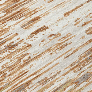 10 X 14 Abstract Copper Orange Washable Polyester Rug for Indoor Outdoor Living