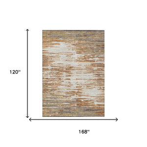10 X 14 Abstract Copper Orange Washable Polyester Rug for Indoor Outdoor Living