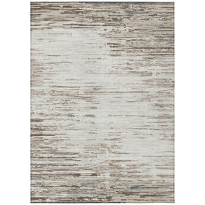 HomeRoots 10 X 14 Ivory Silver Abstract Polyester Area Rug Washable for Patio or Living Room 740663
